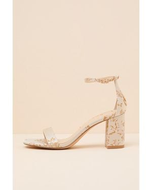 Lulus Arylee Jacquard Ankle Strap Heels - Natural