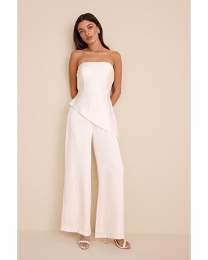 Lulus Zettie Organza Asymmetrical Jumpsuit - Natural