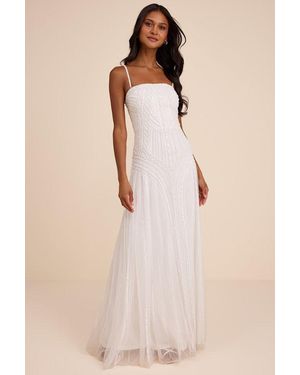 Lulus Edessa Beaded Maxi Dress - Natural