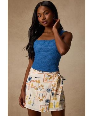 Lulus Marella Bright Textured Tie-Back Tank Top - Blue