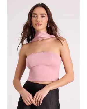 Lulus Jassana Satin Scarf Crop Top - Pink
