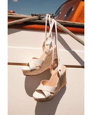 Lulus Esme Lace-Up Espadrille Wedges - Brown