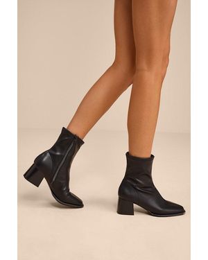 Steve Madden Pammy Vegan Leather Ankle Boots - Black