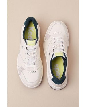 Keds The Court Off Leather Lace-Up Sneakers - Natural