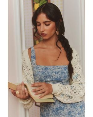 Lulus Lyrica Floral Pointelle Open-Front Shrug Jumper - Natural