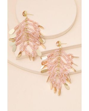 Lulus Hessa Blush Beaded Statement Earrings - Natural