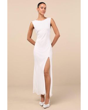 Lulus Yaneli Boat Neck Cowl Back Maxi Dress - Natural