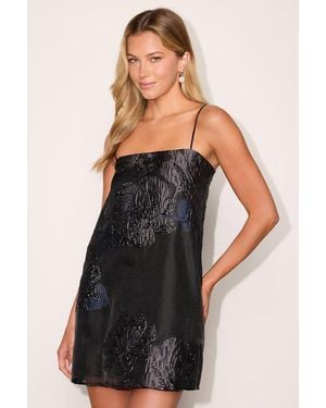 Lulus Yavanna Floral Jacquard Shift Mini Dress - Black