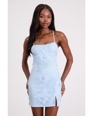 Lulus Dominia Embroidered Lace-Up Mini Dress - White