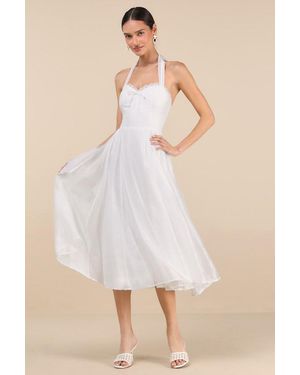 Lulus Galia Lace Halter Midi Dress - Natural