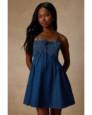 Lulus Laylie Medium Wash Smocked Mini Dress - Blue