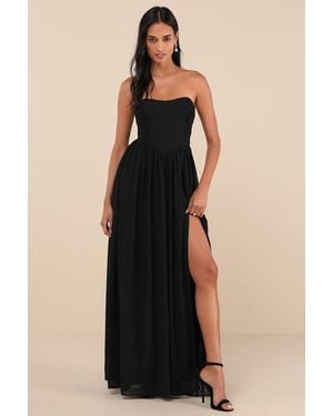 Lulus Luxe Favorite Strapless Ruched Maxi Dress - Black