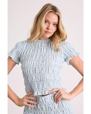 Lulus Celera Gingham Smocked Top - Blue