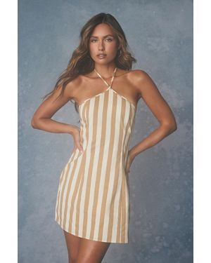Lulus Madelia Striped Halter Mini Dress - Natural