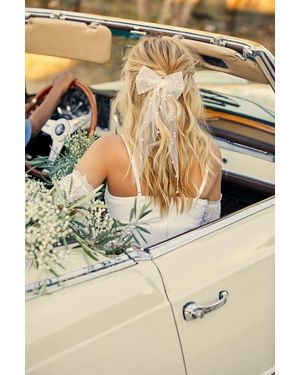 Lulus Mariella Pearl Tulle Bow - White