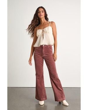 Rolla's East Coast Corduroy High-Rise Flare Pants - Red