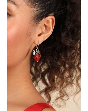 Lulus Kesleigh Strawberry Charm Earrings - Brown
