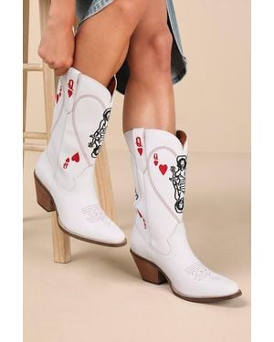 Dingo Queen A Hearts Leather Knee-High Western Boots - Pink