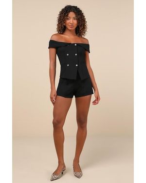 Lulus Poised Mindset Seamed High-Rise Shorts - Black