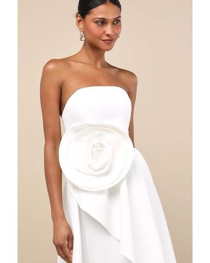 Elliatt Emiliana 3D Rosette Strapless High-Low Maxi Dress - White