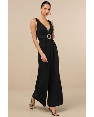Lulus Emlyn O-Ring Wide-Leg Jumpsuit - Black
