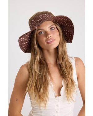 San Diego Hat Dot Polka Dot Woven Roll-Up Visor - Brown