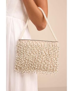 Lulus Arla Pearl Fringe Shoulder Bag - Natural