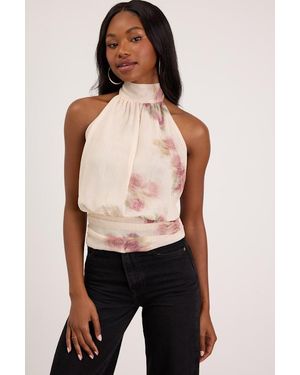 Lulus Mariana Floral Tie-Back Top - Black