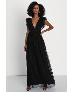 navy blue dress for baby girl Lulus Exquisite Refinement Backless Bow Ruffled Maxi Dress in Black