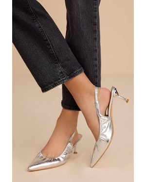 Lulus Corbett Ruched Slingback Pointed-Toe Pumps - Natural