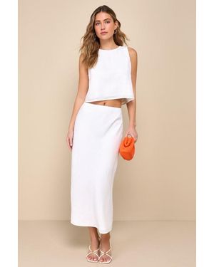 Lulus Pleasant Poise High-Rise A-Line Midi Skirt - Brown