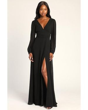 Lulus Love You So Long Sleeve Maxi Dress - Black
