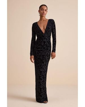 Lulus Patricia Velvet Burnout Long Sleeve Maxi Dress - Natural