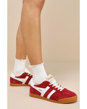 Gola Elan Deep Colour Block Suede Leather Trainers - Red