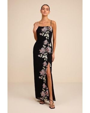 Lulus Talisa Floral Embroidered Column Maxi Dress - Natural