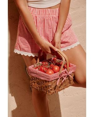 Lulus Marija Gingham Scalloped Shorts - Pink