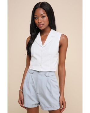 Lulus Sophisticated Preference Tailored High-Rise Shorts - Blue