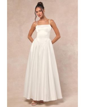 Lulus Bria Basque Waist Maxi Dress - Natural