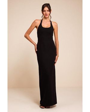 Lulus Tamisha Halter Ponte Knit Maxi Dress - Black