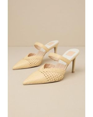 Dolce Vita Kaline Light Natural Raffia Pointed-Toe Mule Court Shoes