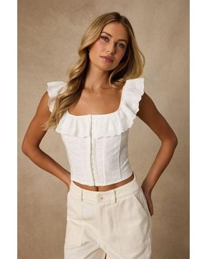 Lulus Cosette Eyelet Embroidered Ruffled Top - Brown