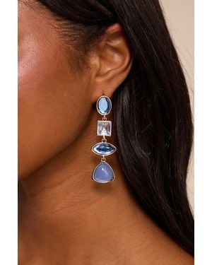 Lulus Blair Rhinestone Drop Earrings - Brown