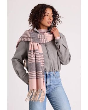 Lulus Hazey And Marled Striped Fringe Scarf - Natural