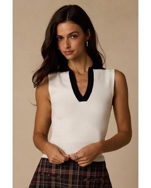 Lulus Henriette Ivory And Collared Sweater Top - Natural