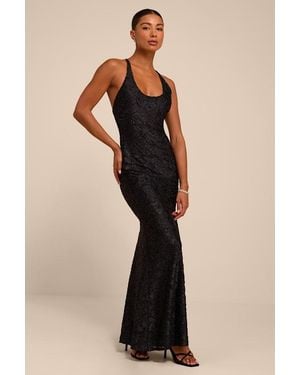 Lulus Renissa Burnout Velvet Backless Mermaid Maxi Dress - Black