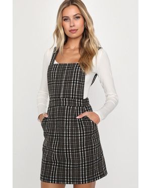 Lulus Plaid To Be Yours And Plaid Pinafore Mini Dress - Multicolour