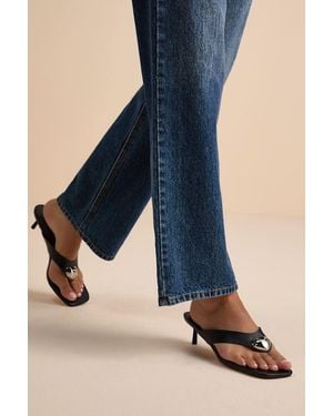 Lulus Janae High Heel Thong Slide Sandals - Black