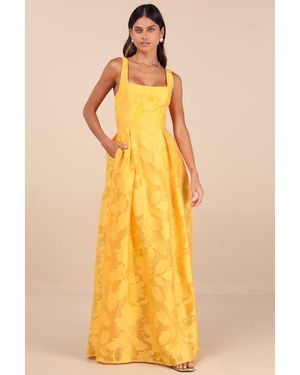 Lulus Perfected Aura Jacquard Tie-Back Maxi Dress With Pockets - Yellow