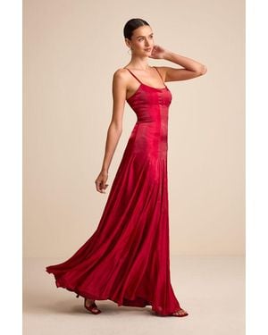 Lulus Zeline Organza Pleated Drop Waist Maxi Dress - Red