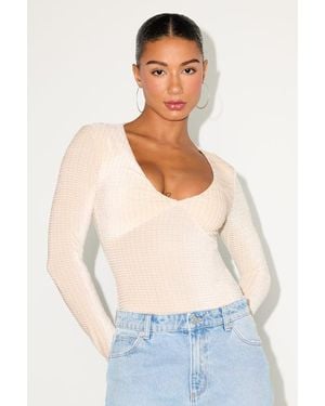 Lulus Stelly Shiny Light Velvet Textured Long Sleeve Bodysuit - Blue